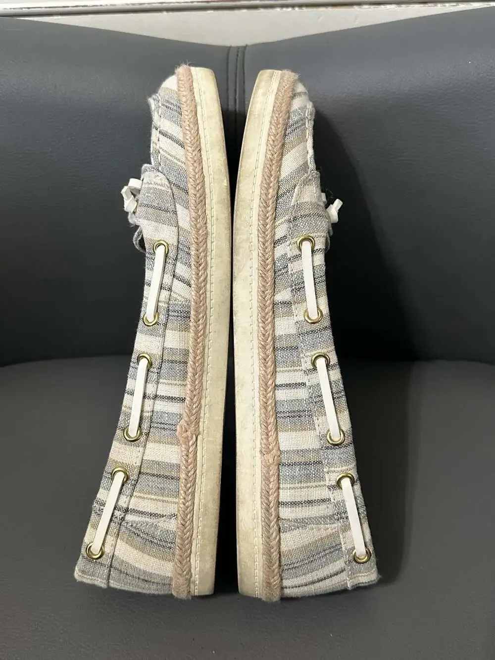 St. John's Bay Flex Form Striped Espadrille Boat Shoes Slip On Size 9